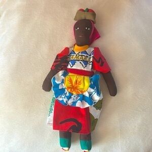 Vintage Mid Century Jamaican Colorful Rag-Doll Girls Old Fashioned Doll Play Toy